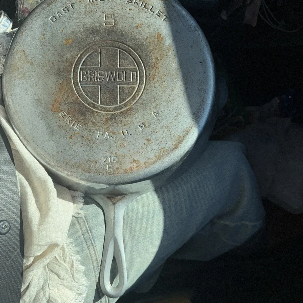 Griswold #9 Large Block Logo Cast Iron Skillet Chrome Plated 710C